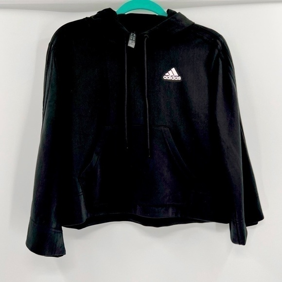 adidas
Women's Black Cropped Flared Sleeve Top Hooded Size S - Picture 10 of 12